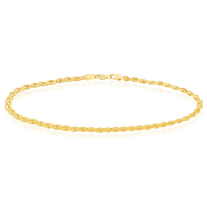 14K Real Gold 3mm Fox Link Ankle Bracelet 10"