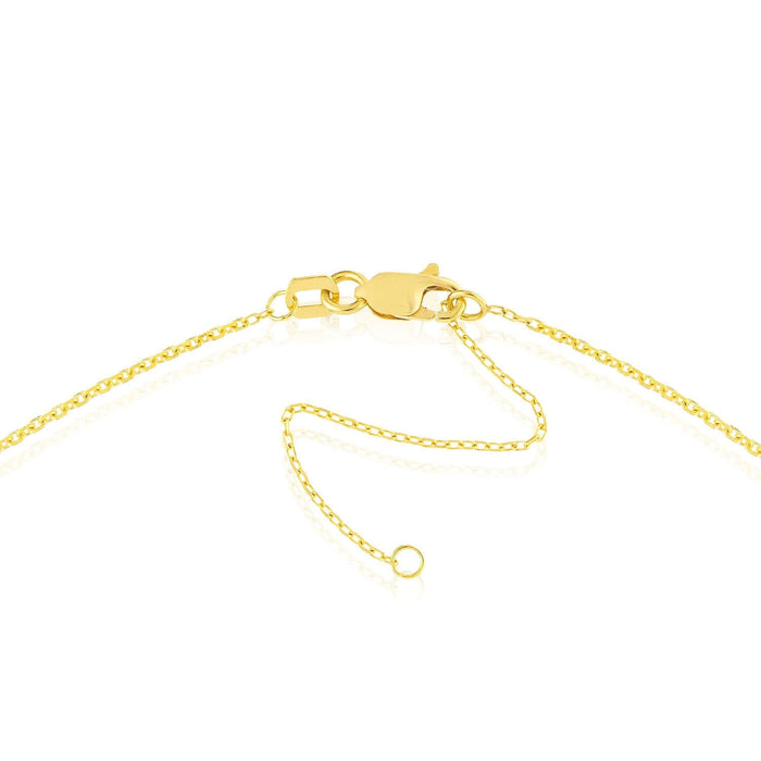 14K Yellow Gold Cable Chain Dangling Disc Charms Ankle Bracelet (Solid Links) 9" - 10" Adjustable - WJD Exclusives