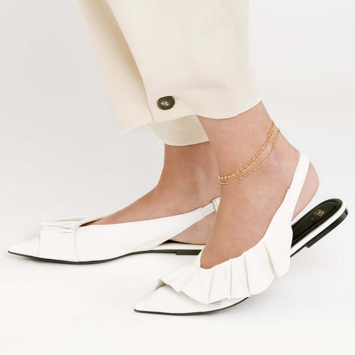 14K Yellow Gold Mariner Triple Strand Ankle Bracelet (Solid Links) 9" - 10" Adjustable - WJD Exclusives