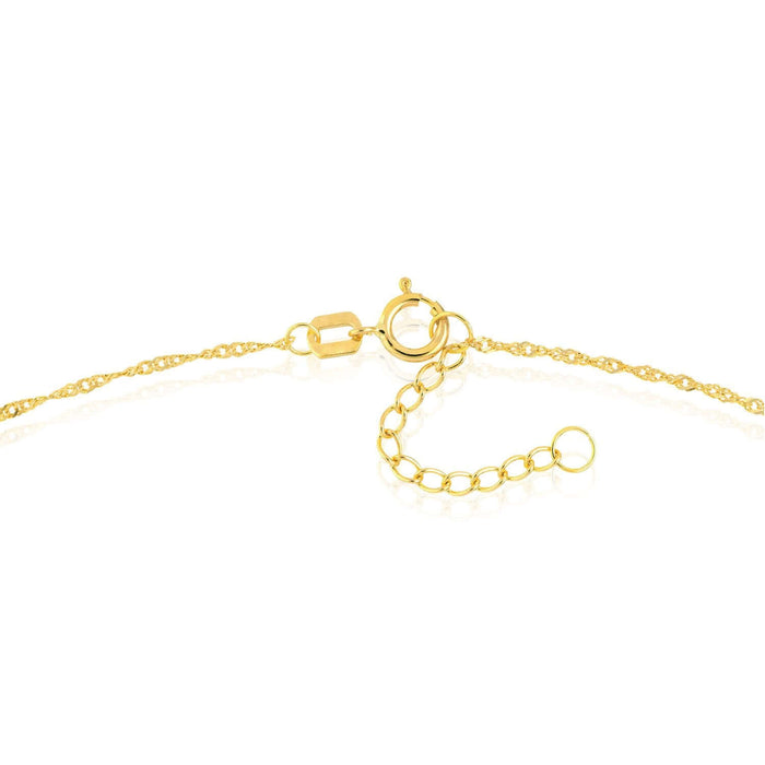 14K Yellow Gold Two - Tone Pink Heart Singapore Ankle Bracelet (Solid Links) 9" - 10" Adjustable - WJD Exclusives