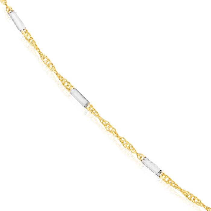 14K Yellow White Gold 1.5mm Singapore Stations Chain (Solid Links) 16" - 20" - WJD Exclusives