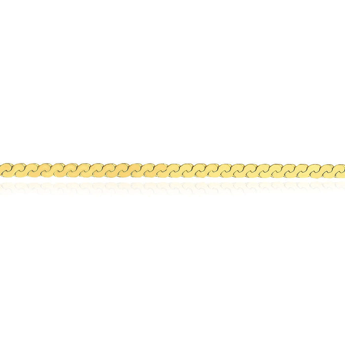 14K Yellow Gold 2mm Serpentine Bracelet (Solid Links) 7.5" - WJD Exclusives