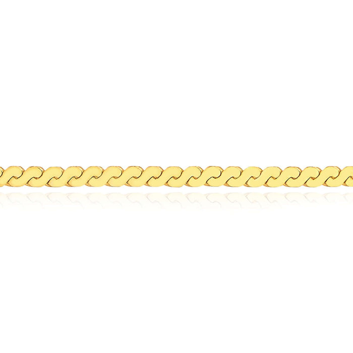 14K Yellow Gold 2mm Serpentine Ankle Bracelet (Solid Links) 10" - WJD Exclusives
