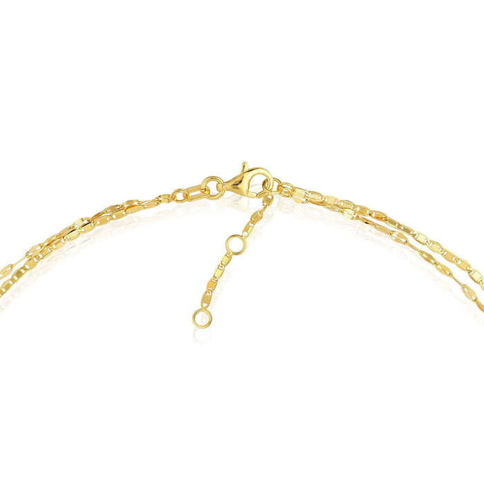 14K Yellow Gold Double Chain Valentino Forzentina Ankle Bracelet (Solid Links) 9" - 10" Adjustable - WJD Exclusives