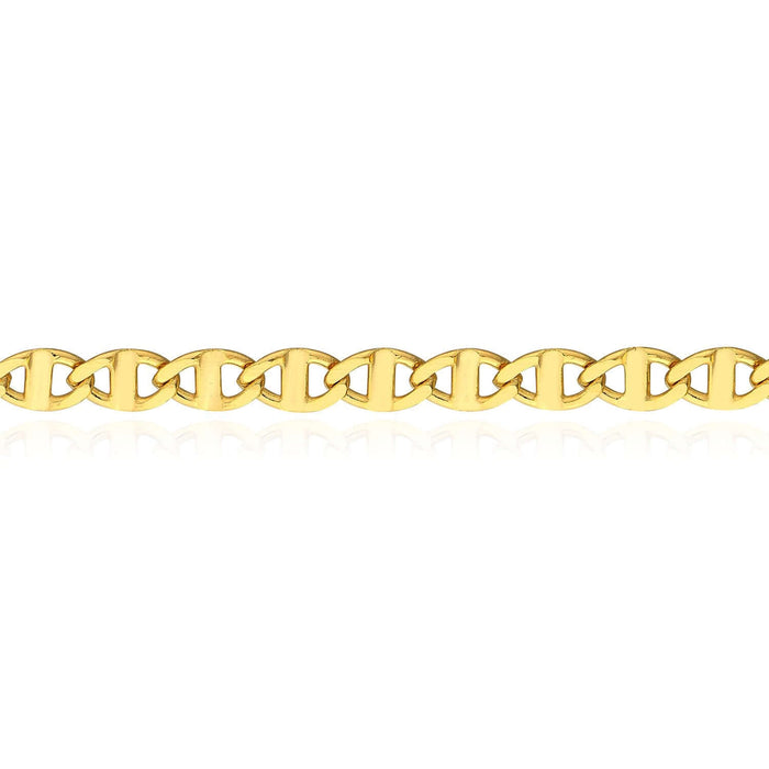 14K Yellow White Rose Gold Anchor Ankle Bracelet (Solid Links) 9" - 10" Adjustable - WJD Exclusives