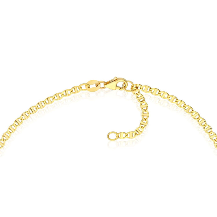 14K Yellow White Rose Gold Anchor Ankle Bracelet (Solid Links) 9" - 10" Adjustable - WJD Exclusives