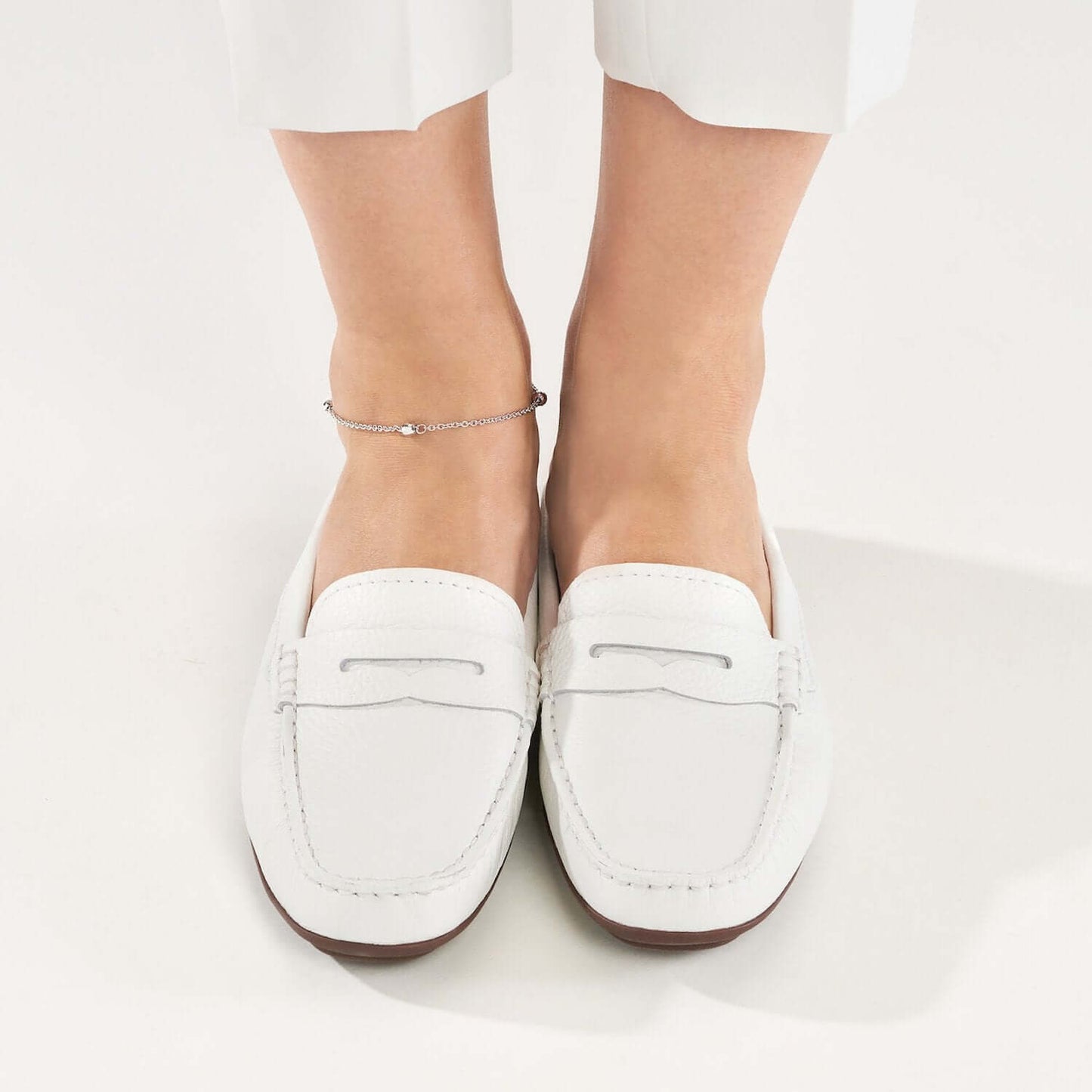 Sterling Silver Rhodium Diamond - Cut Beads Ankle Bracelet (Solid Links) 9" - 10" Adjustable - WJD Exclusives