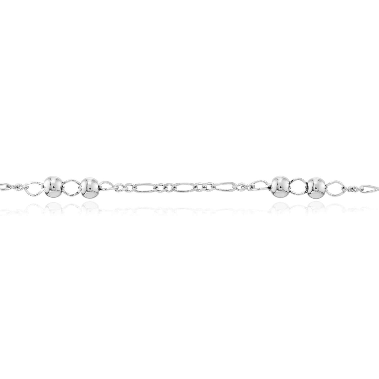 18K Gold Over Sterling Silver Rhodium Figaro Ankle Bracelet 9-10" Adjustable
