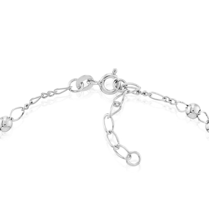 18K Yellow Gold Over Sterling Silver Rhodium Figaro Ankle Bracelet (Solid Links) 9" - 10" Adjustable - WJD Exclusives