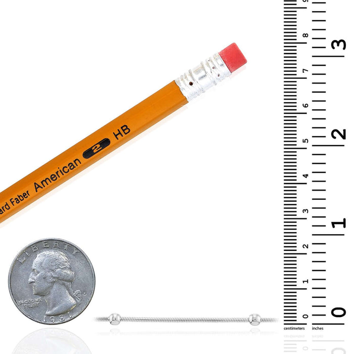 Sterling Silver Snake Chain Bead Accents Ankle Bracelet (Solid Links) 9" - 10" Adjustable - WJD Exclusives