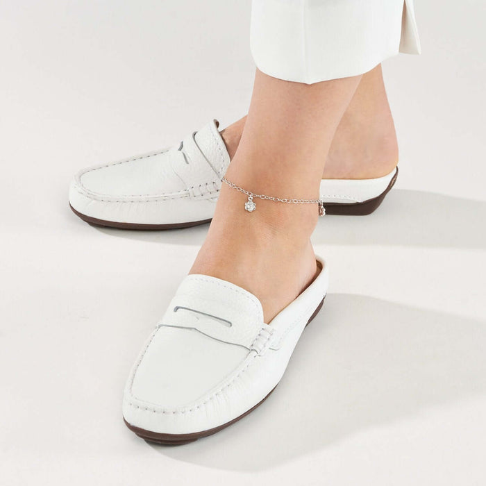 Sterling Silver Flower Charm Cable Chain Ankle Bracelet (Solid Links) 9" - 10" Adjustable - WJD Exclusives