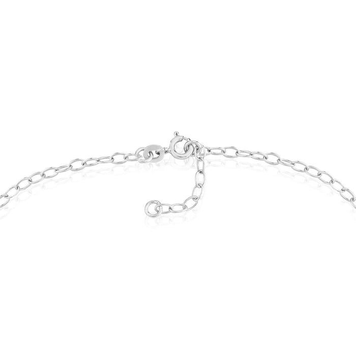 Sterling Silver Flower Charm Cable Chain Ankle Bracelet (Solid Links) 9" - 10" Adjustable - WJD Exclusives