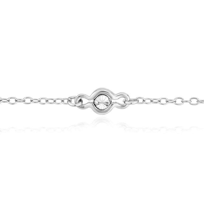 Sterling Silver Illusion Stations Ankle Bracelet (Solid Links) 9" - 10" Adjustable - WJD Exclusives