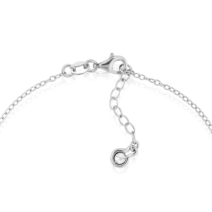 Sterling Silver Illusion Stations Ankle Bracelet (Solid Links) 9" - 10" Adjustable - WJD Exclusives