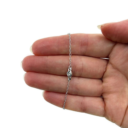 Sterling Silver Illusion Stations Ankle Bracelet (Solid Links) 9" - 10" Adjustable - WJD Exclusives