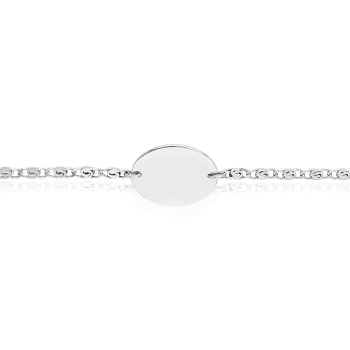 Engravable Sterling Silver Personalized Swirl Ankle Bracelet (Solid Links) 9" - 10" Adjustable - WJD Exclusives