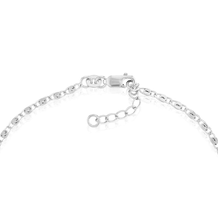Engravable Sterling Silver Personalized Swirl Ankle Bracelet (Solid Links) 9" - 10" Adjustable - WJD Exclusives