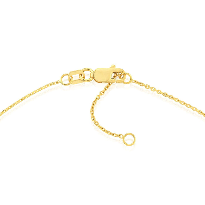 14K Yellow Gold Open Star Charm Ankle Bracelet (Solid Links) 9" - 10" Adjustable - WJD Exclusives