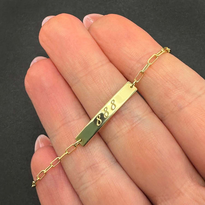 Engravable 14K Yellow Gold Personalized Paperclip Chain ID Ankle Bracelet (Solid Links) 10" - WJD Exclusives