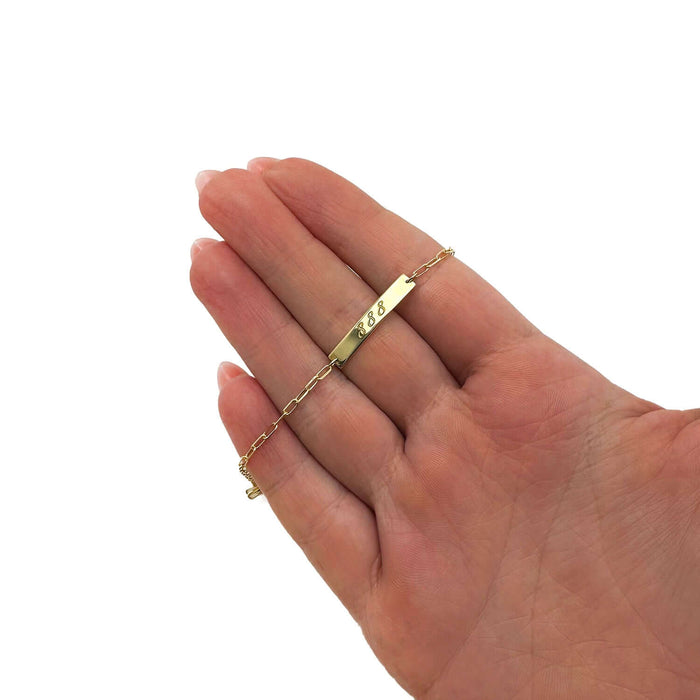 Engravable 14K Yellow Gold Personalized Paperclip Chain ID Ankle Bracelet (Solid Links) 10" - WJD Exclusives