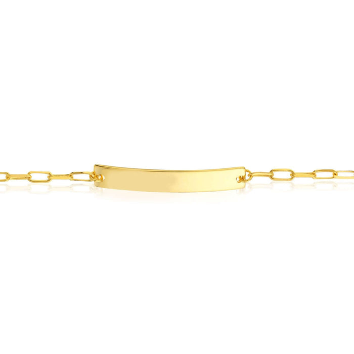 Engravable 14K Yellow Gold Personalized Paperclip Chain ID Ankle Bracelet (Solid Links) 10" - WJD Exclusives