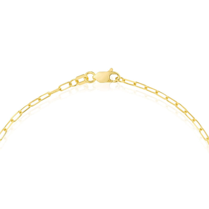 Engravable 14K Yellow Gold Personalized Paperclip Chain ID Ankle Bracelet (Solid Links) 10" - WJD Exclusives
