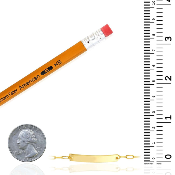 Engravable 14K Yellow Gold Personalized Paperclip Chain ID Ankle Bracelet (Solid Links) 10" - WJD Exclusives