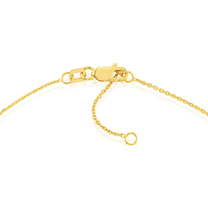 14K Yellow Gold Elephant Charm Diamond - Cut Cable Ankle Bracelet (Solid Links) 9" - 10" Adjustable - WJD Exclusives