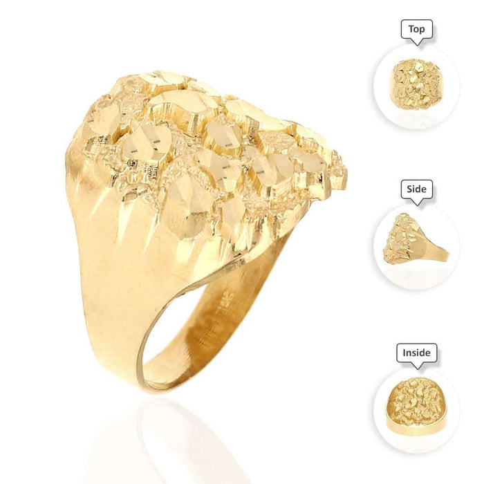 10K Gold Diamond-Cut Nugget Ring
