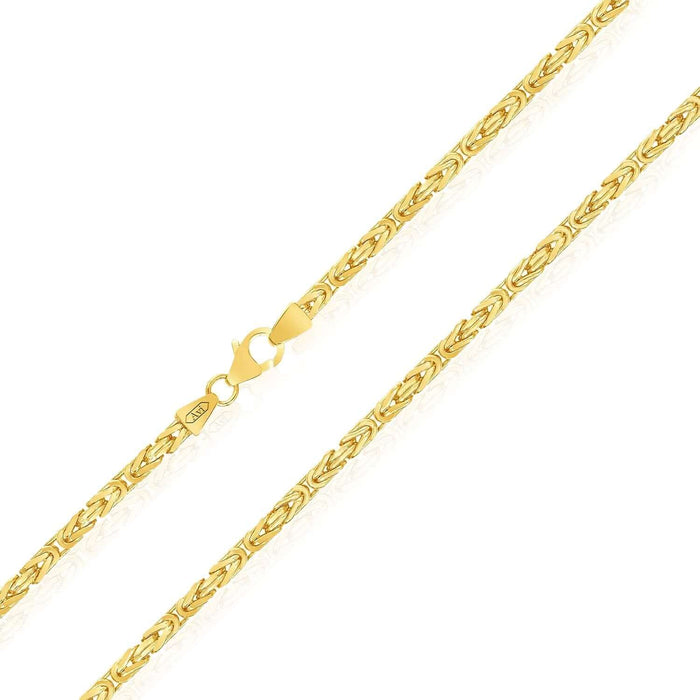 14K Yellow Gold 5mm Square Byzantine Chain (Hollow) 22" - 30" - WJD Exclusives