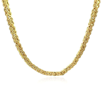 14K Yellow Gold 5mm Square Byzantine Chain (Hollow) 22" - 30" - WJD Exclusives