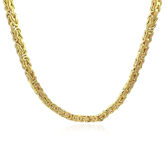 14K Yellow Gold 5mm Square Byzantine Chain (Hollow) 22" - 30" - WJD Exclusives