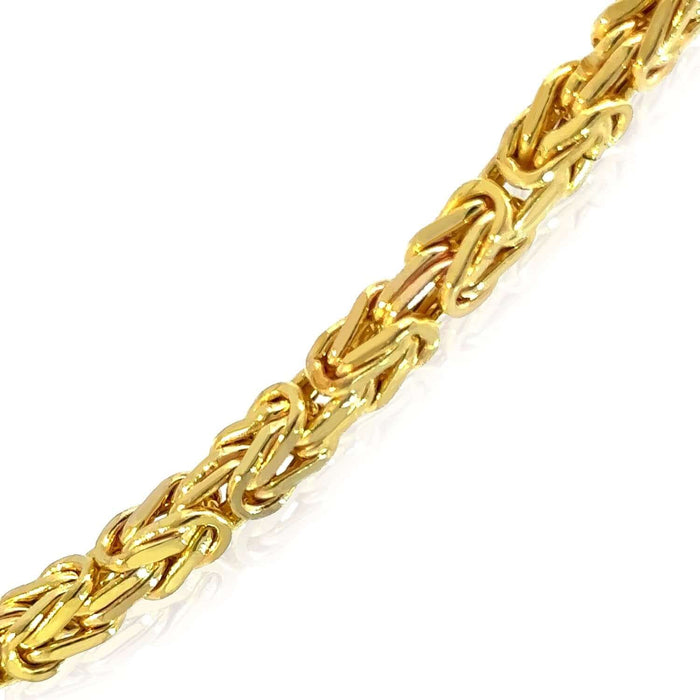 14K Yellow Gold 4mm Square Byzantine Chain (Hollow) 20" - 26" 28" - WJD Exclusives