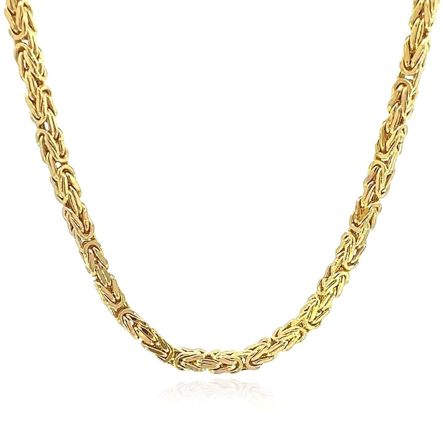14K Real Gold 4mm Square Byzantine Chain Necklace 20" 22" 24" 26" 28"