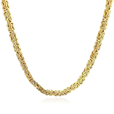 14K Yellow Gold 4mm Square Byzantine Chain (Hollow) 20" - 26" 28" - WJD Exclusives