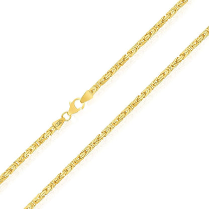 14K Real Gold 3.5mm Hollow Byzantine Chain Necklace 18" 20" 22" 24" 26" 28"