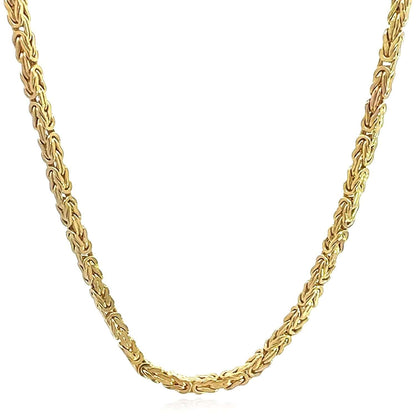 14K Real Gold 3.5mm Hollow Byzantine Chain Necklace 18" 20" 22" 24" 26" 28"