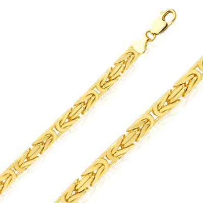 14K Yellow Gold 7mm Byzantine Chain (Solid Links) 24" - 30" - WJD Exclusives
