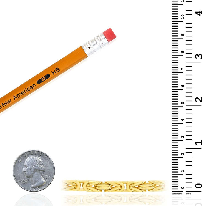 14K Yellow Gold 7mm Byzantine Chain (Solid Links) 24" - 30" - WJD Exclusives