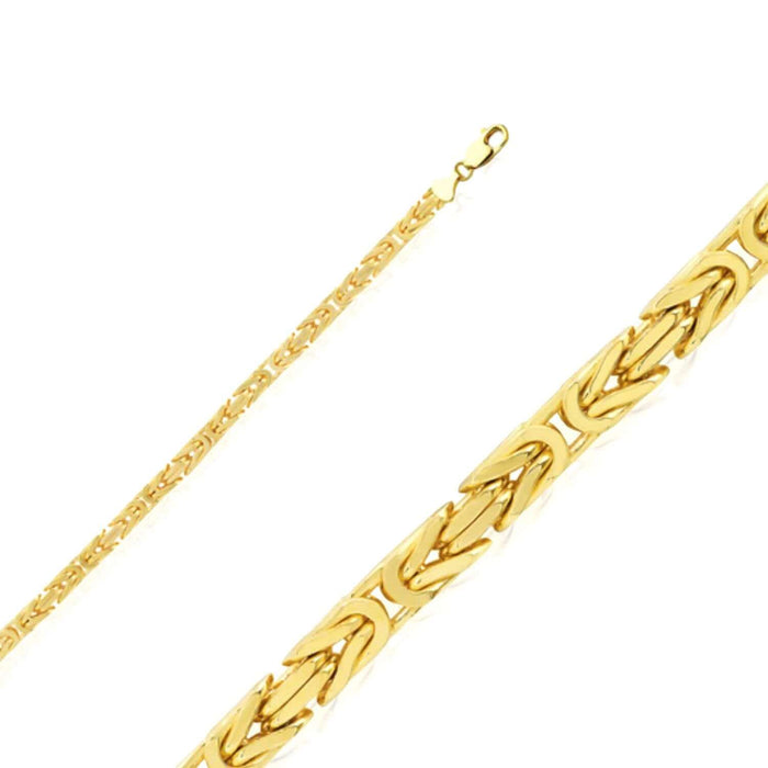 14K Yellow Gold 3.5mm Byzantine Chain (Solid Links) 20" - 28" - WJD Exclusives