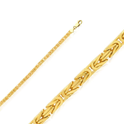 14K Yellow Gold 6mm Byzantine Chain (Solid Links) 22" - 28" - WJD Exclusives