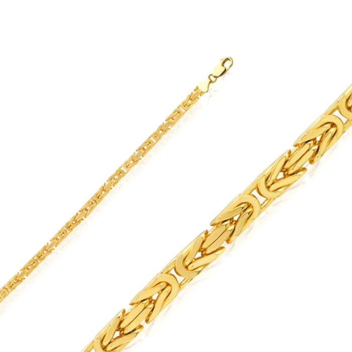 14K Yellow Gold 6mm Byzantine Chain (Solid Links) 22" - 28" - WJD Exclusives