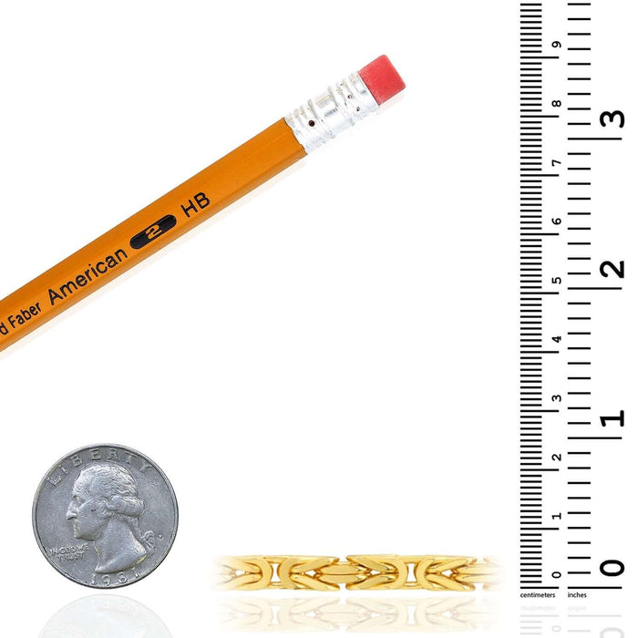 14K Yellow Gold 6mm Byzantine Chain (Solid Links) 22" - 28" - WJD Exclusives