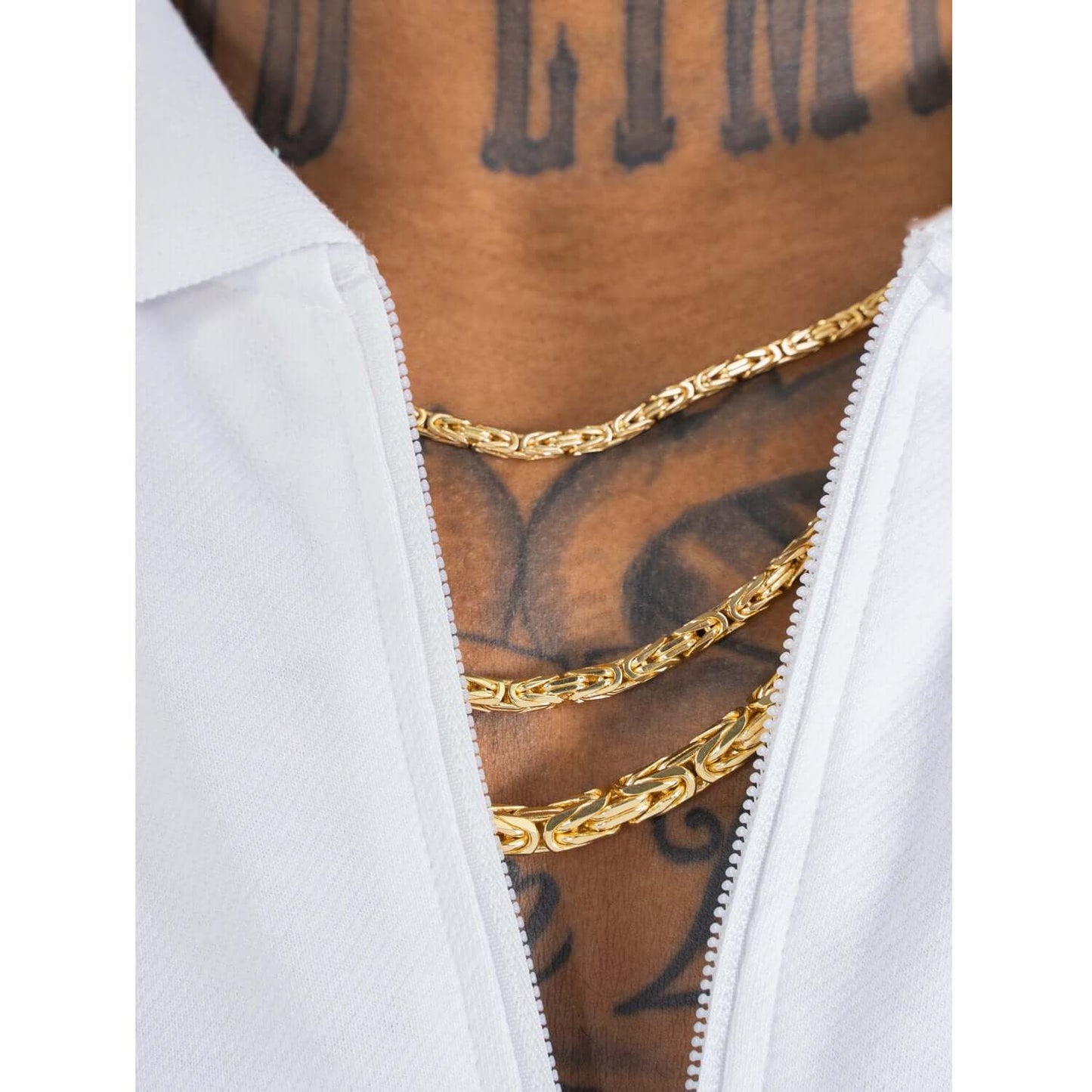 14K Real Gold Solid 3.5mm Byzantine Chain Necklace 20" 22" 24" 26" 28"