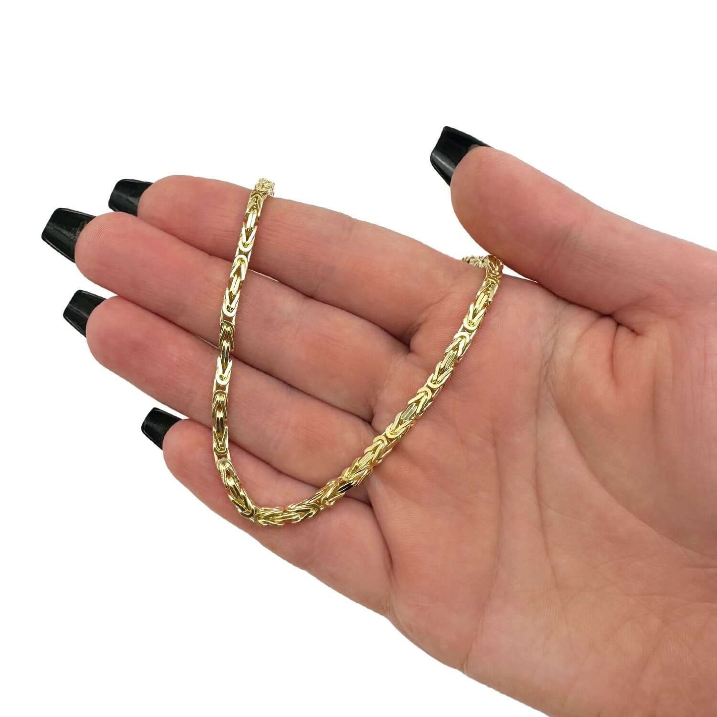 14K Real Gold Solid 3.5mm Byzantine Chain Necklace 20" 22" 24" 26" 28"