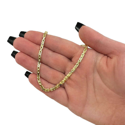 14K Real Gold Solid 3.5mm Byzantine Chain Necklace 20" 22" 24" 26" 28"