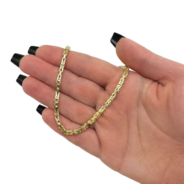 14K Yellow Gold 3.5mm Byzantine Chain (Solid Links) 20" - 28" - WJD Exclusives