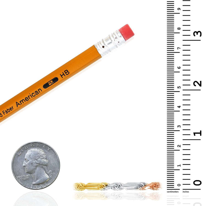 14K Tri - Color Gold 3.5mm Figarope Bracelet (Solid Links) 7" 7.5" 8" - WJD Exclusives