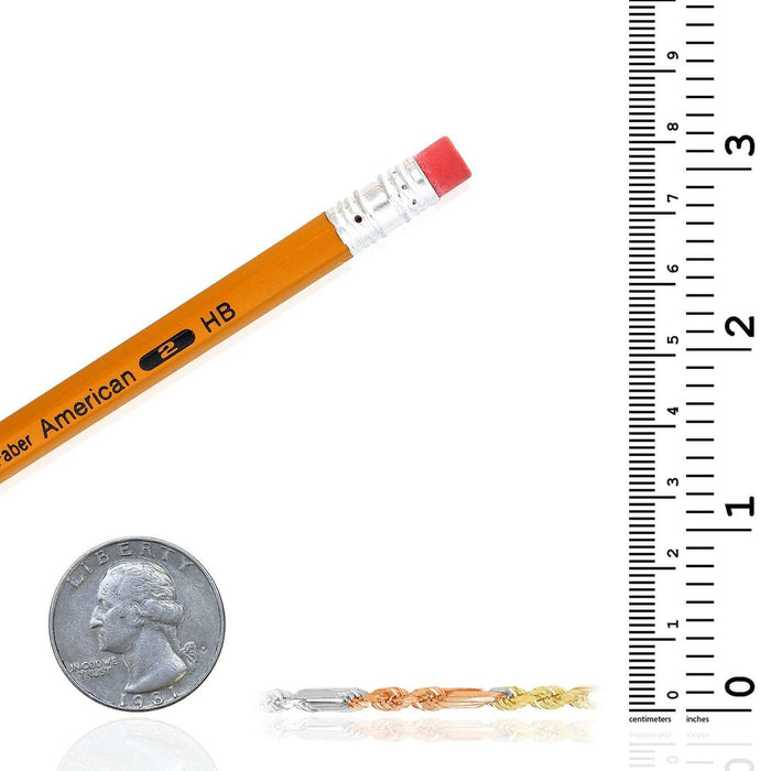 14K Tri - Color Gold 3.5mm Figarope Chain (Solid Links) 18" - 26" - WJD Exclusives