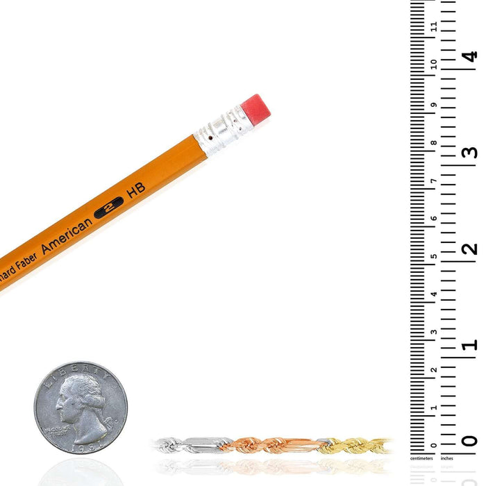 14K Tri - Color Gold 4.3mm Figarope Chain (Solid Links) 20" - 28" - WJD Exclusives